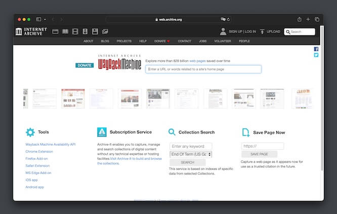 Web Archive Cached Pages